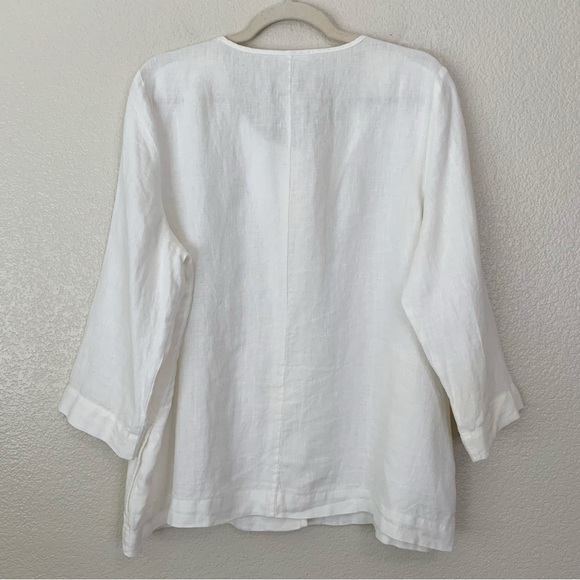 J. Jill Purejill 100% Linen Off White Button Down Cardigan, Sz Large - Picture 5 of 11